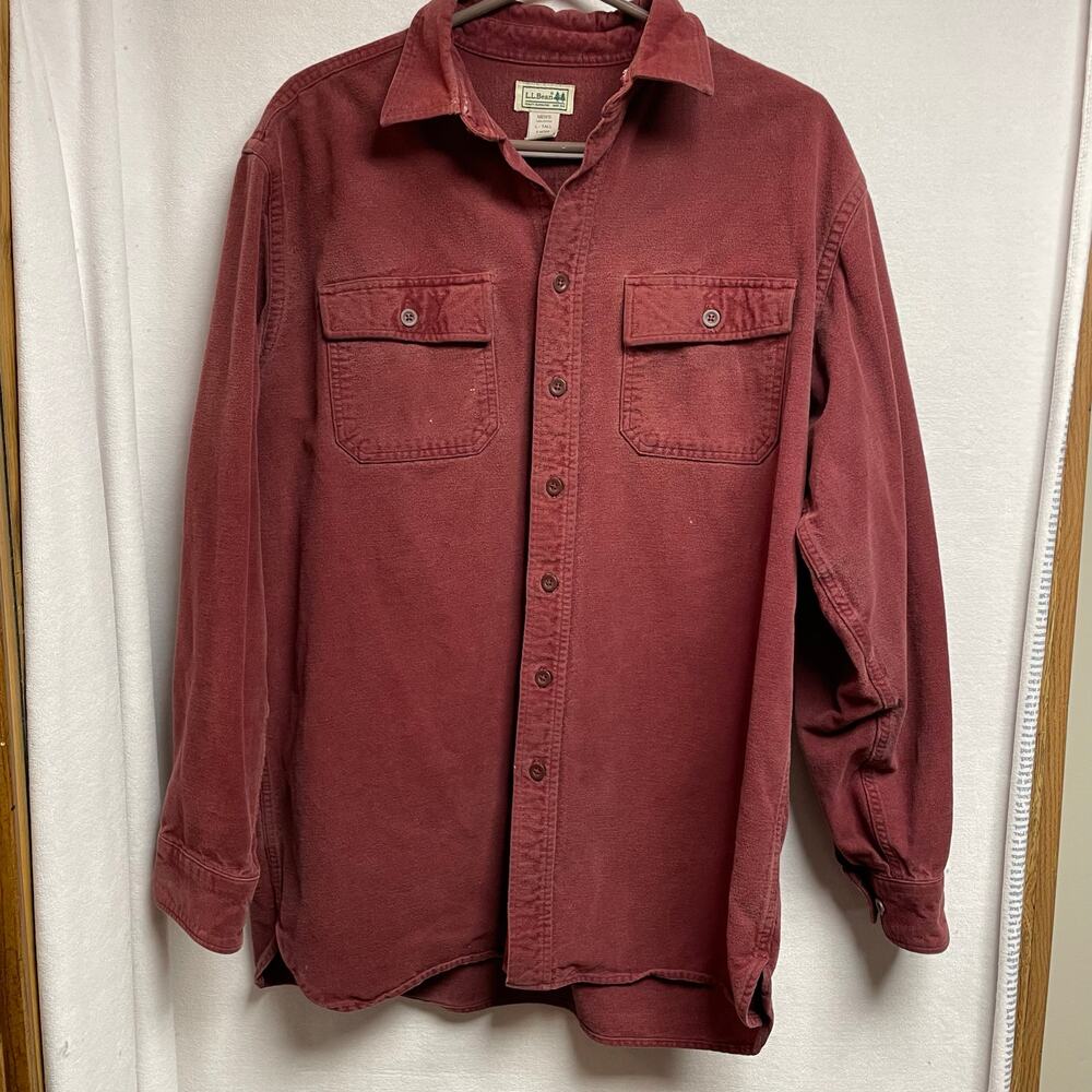 L.L.Bean heavy duty button up men’s large Tall collared shirt‎